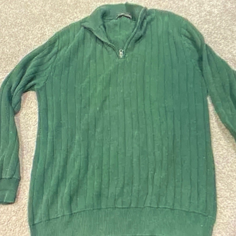Men's Forest Green Zip-Up Sweater